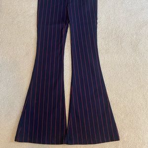 Navy and Red Striped Flare Pants